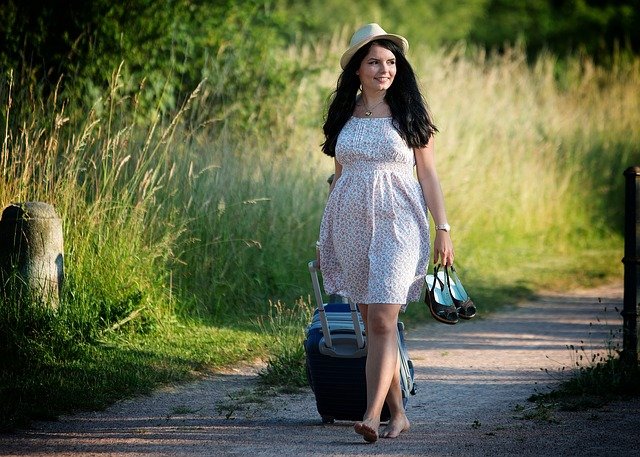 when you've had enough and just want to run away - Lady carrying baggage and shoes