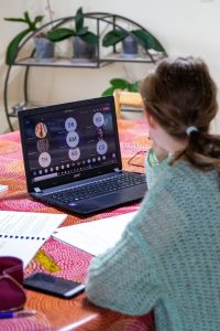 woman working online
