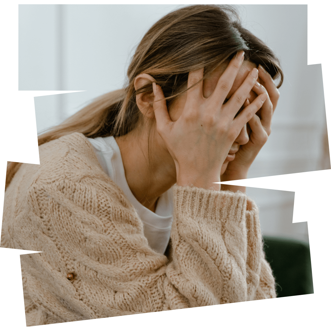 Fear of Flying Hypnosis Woman with hands over face